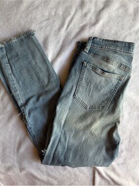 eunina Blue High-Rise Crop Mom Jeans